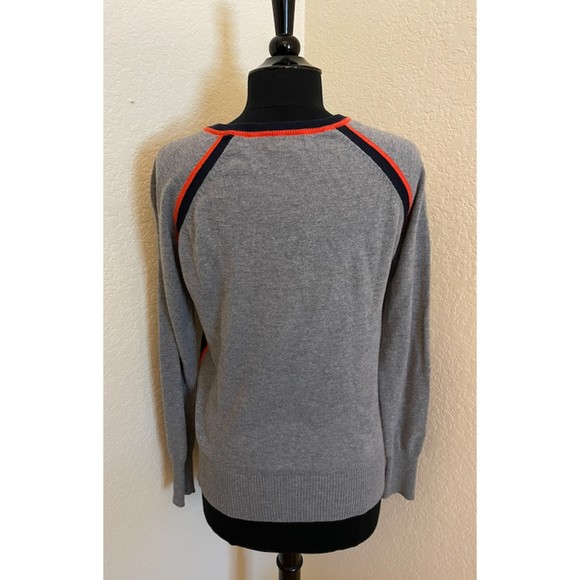 JCP Gray sweater -Navy and Orange Trim - Sz M - Picture 3 of 10